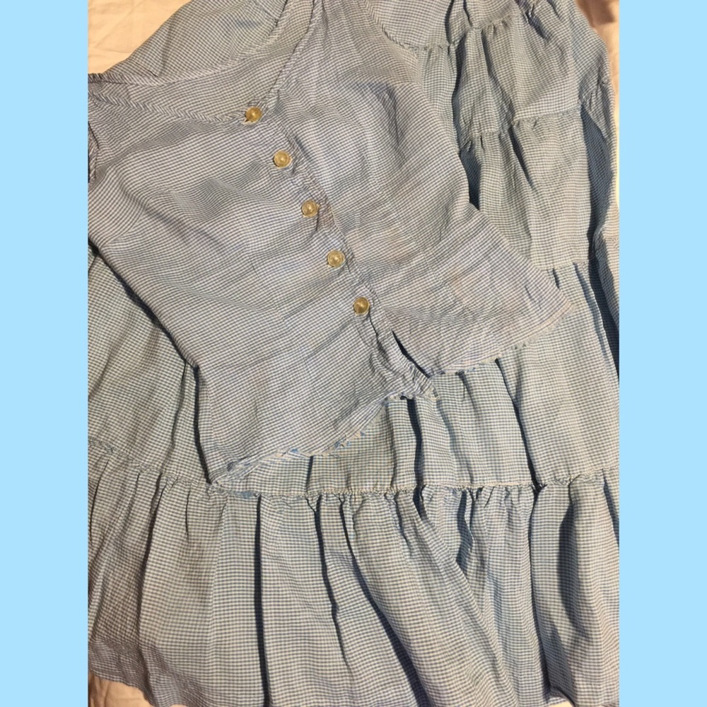 Vintage blue white checkered 2 piece top and skirt